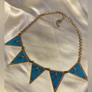 Geometric Blue and Gold Necklace